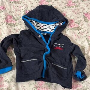 Absorba White and Blue Mustache Print Top